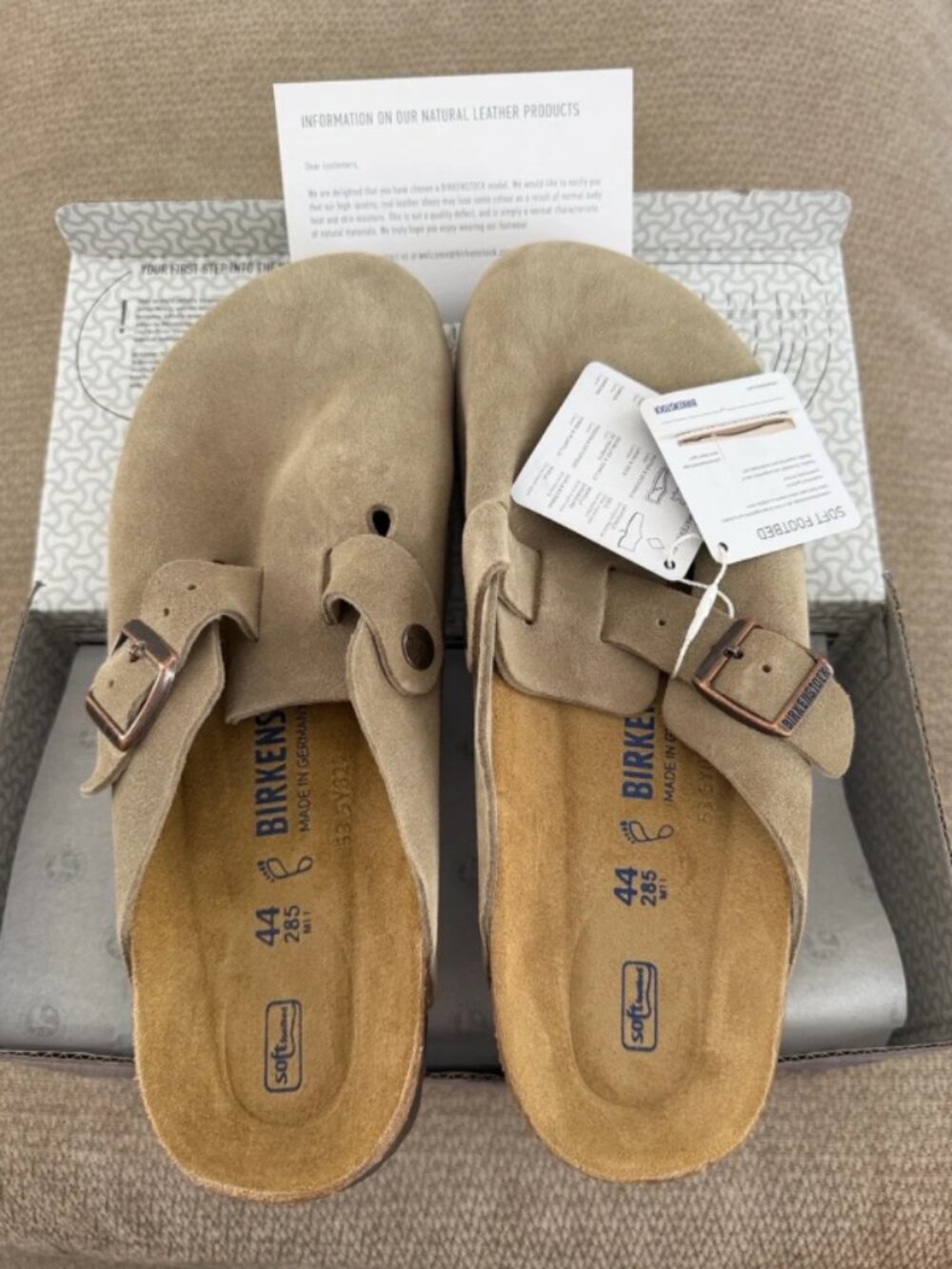 Birkenstock Boston Soft Footbed Suede Leather Clogs Taupe Shoes